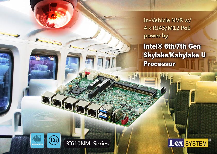 3I610NM - In-Vehicle NVR w/ 4 x RJ45/M12 PoE power by Intel® 6th/7th Gen Skylake/Kabylake U Processor