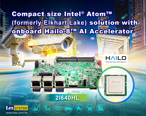 2I640HL - Compact size Intel® Atom™ (formerly Elkhart Lake) solution with onboard Hailo-8 AI Accelerator SBC