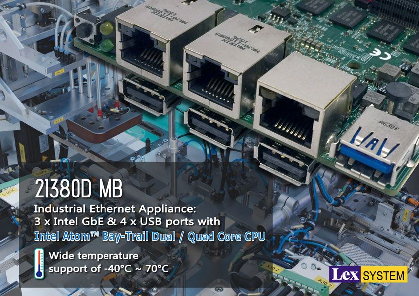 2I380D - Industrial Ethernet Appliance with Intel Atom&trade; Bay-Trail Dual / Quad Core CPU