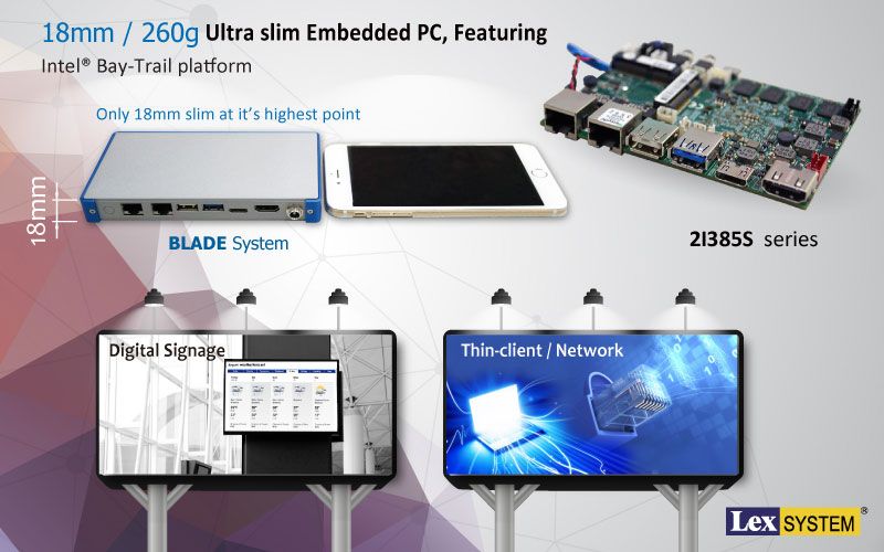 2I385S - 18mm / 260g Ultra slim Embedded PC, Featuring Intel Bay- Trail platform