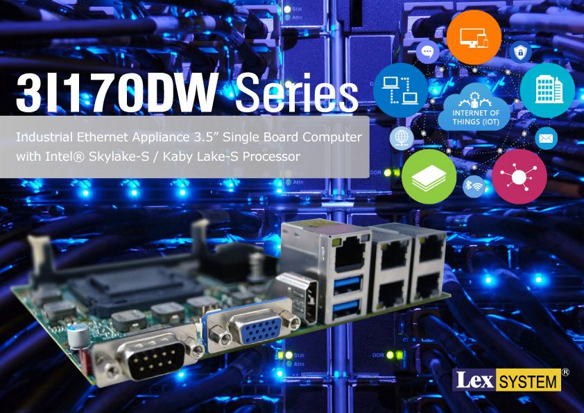 3I170DW - Industrial Ethernet Appliance 3.5” Single Board Computer with Intel® Skylake-S / Kaby Lake-S Processor