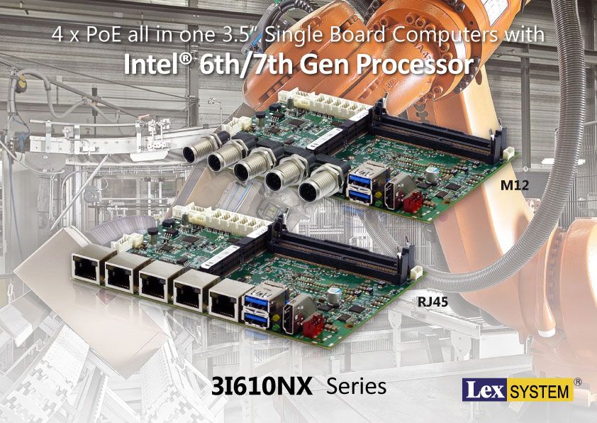3I610NX - 4 x PoE all in one 3.5” Single Board Computers with Intel® 6th/7th Gen Processor